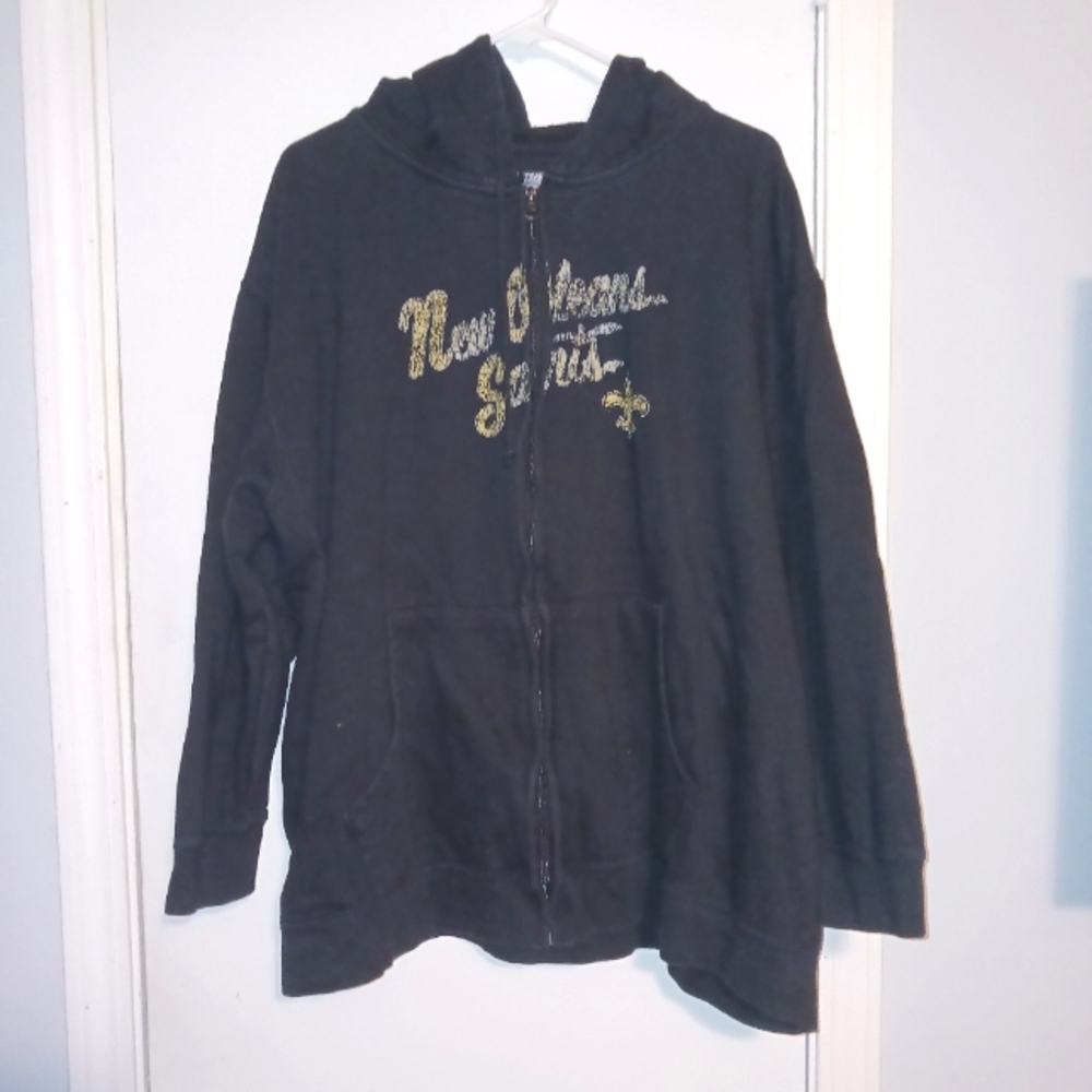 NFL Team Apparel New Orleans Saints Front Zip Black and Gold Hoodie 3XL